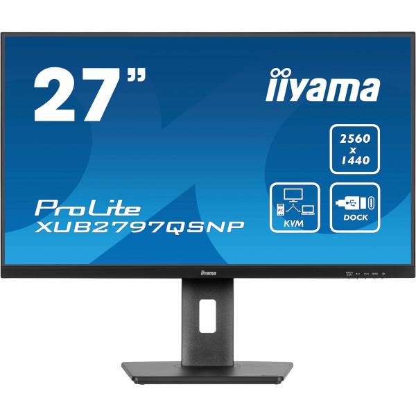 Iiyama ProLite XUB2797QSNP-B1 Monitor PC 68,6 cm [27] 2560 x 1440 Pixel Quad HD LED Nero (27 IPS, 2560x1440, 15cm - Height Adj. Stand, USB-C - Dock,1ms,300cd/m,Speakers,USB-C, ,KVM, HDMI, DisplayPort - Warranty: 36M)Iiyama4948570124329XUB2797QSNP-B1