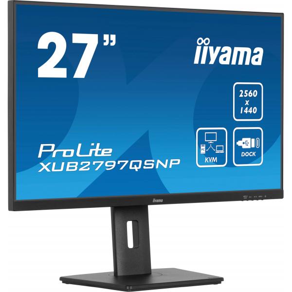 Iiyama ProLite XUB2797QSNP-B1 Monitor PC 68,6 cm [27] 2560 x 1440 Pixel Quad HD LED Nero (27 IPS, 2560x1440, 15cm - Height Adj. Stand, USB-C - Dock,1ms,300cd/m,Speakers,USB-C, ,KVM, HDMI, DisplayPort - Warranty: 36M)Iiyama4948570124329XUB2797QSNP-B1