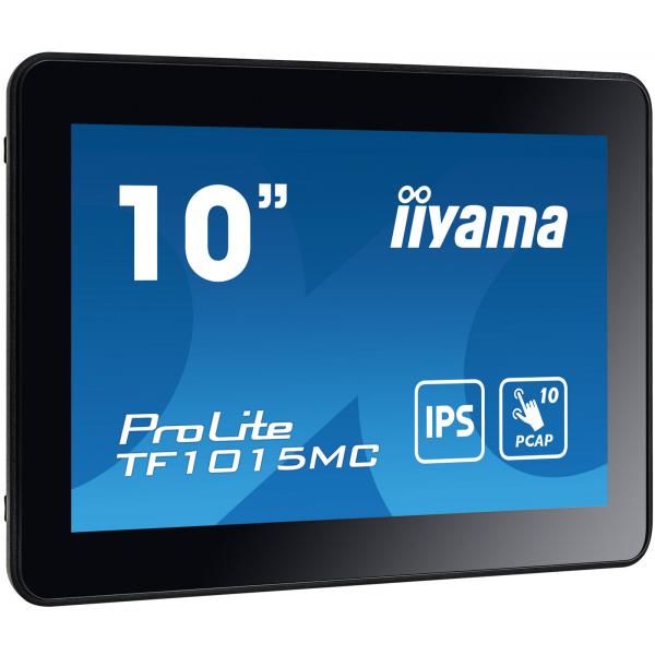 Iiyama TF1015MC-B3 visualizzatore di messaggi Pannello piatto interattivo 25,6 cm [10.1] LED 500 cd/m HD Nero Touch screen (10,1 PCAP 10P, Anti-Finger - print coating, 1280x800, IPS, - DP, HDMI, VGA, 425nits, USB, External PSU,IP65 - Warranty: 36M)Ii...