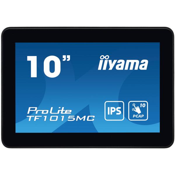 Iiyama TF1015MC-B3 visualizzatore di messaggi Pannello piatto interattivo 25,6 cm [10.1] LED 500 cd/m HD Nero Touch screen (10,1 PCAP 10P, Anti-Finger - print coating, 1280x800, IPS, - DP, HDMI, VGA, 425nits, USB, External PSU,IP65 - Warranty: 36M)Ii...