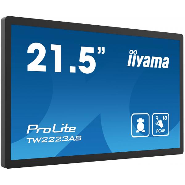 Iiyama TW2223AS-B2 visualizzatore di messaggi Pannello piatto interattivo 54,6 cm [21.5] Wi-Fi 345 cd/m Full HD Nero Touch screen Processore integrato Android 24/7 (21,5 Panel-PC, A12, 32GB, - PCAP10, - 1920x1080,Speakers,WIFI,BT,Micro-SD,3xUSB,Mini-...