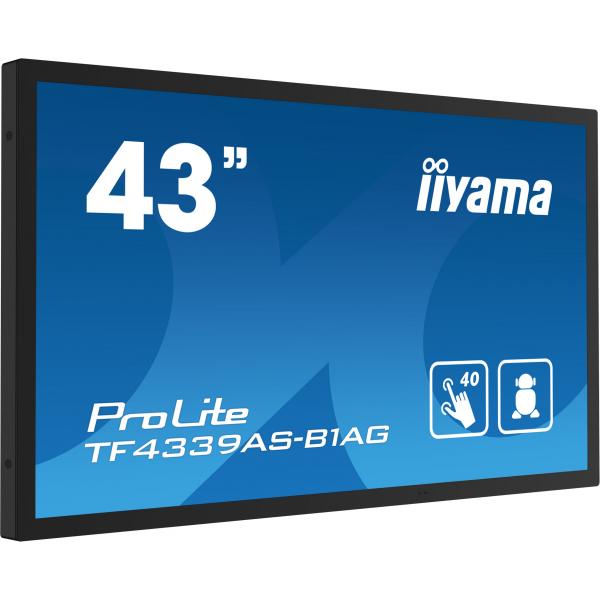 Iiyama TF4339AS-B1AG visualizzatore di messaggi Pannello piatto per segnaletica digitale 108 cm [42.5] LED 500 cd/m 4K Ultra HD Nero Touch screen Processore integrato Android 24/7 (iiyama ProLite TF4339AS-B1AG 43' Open Frame All-in-One PCAP Interacti...