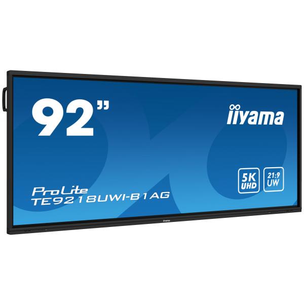 Iiyama TE9218UWI-B1AG visualizzatore di messaggi Pannello piatto interattivo 2,32 m [91.5] LED Wi-Fi 500 cd/m 5K Ultra HD Nero Touch screen Processore integrato Android 16/7 (iiyama TE9218UWI-B1AG Signage Display Interactive flat panel 2.32 m [91.5']...