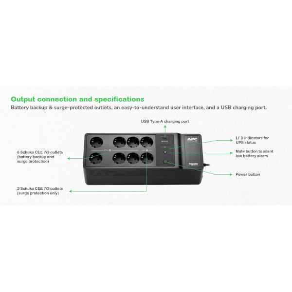 APC BE500G2-GR gruppo di continuità [UPS] Standby [Offline] 0,5 kVA 300 W (APC Back-UPS - UPS - 300 Watt - 500 VA)ApcBE500G2-GR