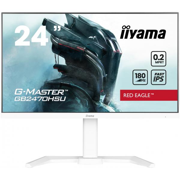Iiyama G-MASTER GB2470HSU-W6 Monitor PC 60,5 cm [23.8] 1920 x 1080 Pixel Full HD LED Bianco (iiyama G-MASTER GB2470HSU-W6 Red Eagle 23.8 inch IPS Monitor, Full HD, 0.2ms, HDMI, DisplayPort, USB Hub, Freesync, 180Hz, Speakers, Internal PSU, Height Adj...