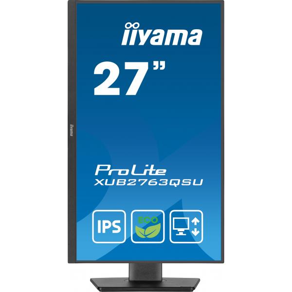 Iiyama ProLite XUB2763QSU-B1 Monitor PC 68,6 cm [27] 2560 x 1440 Pixel Quad HD LED Nero (iiyama ProLite XUB2763QSU-B1 - Monitor a LED - 27 - 2560 x 1440 QHD @ 100 Hz - IPS - 350 cd/m? - 1500:1 - 2 ms - HDMI, DisplayPort - altoparlanti - nero, opaco)I...