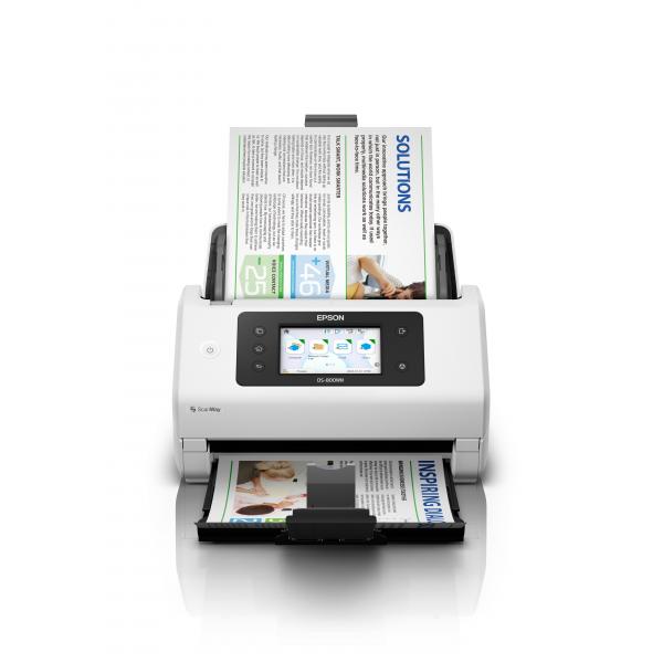 Epson WorkForce DS-800WN Scanner a foglio 600 x 600 DPI A4 Bianco (Epson WorkForce DS-800WN - Document scanner - Duplex - A4/Legal - 600 dpi x 600 dpi - up to 50 ppm [mono] / up to 50 ppm [colour] - ADF [100 sheets] - up to 8000 scans per day - USB 3...
