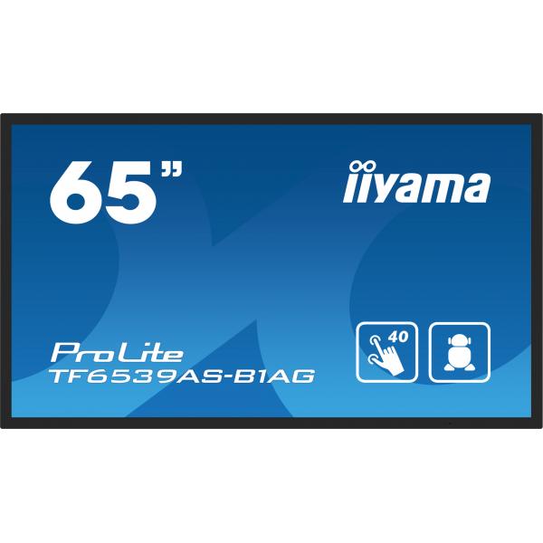 Iiyama TF6539AS-B1AG visualizzatore di messaggi Pannello piatto per segnaletica digitale 163,8 cm [64.5] LED 500 cd/m 4K Ultra HD Nero Touch screen Processore integrato Android 24/7 (iiyama TF6539AS-B1AG Signage Display Digital signage flat panel 163...