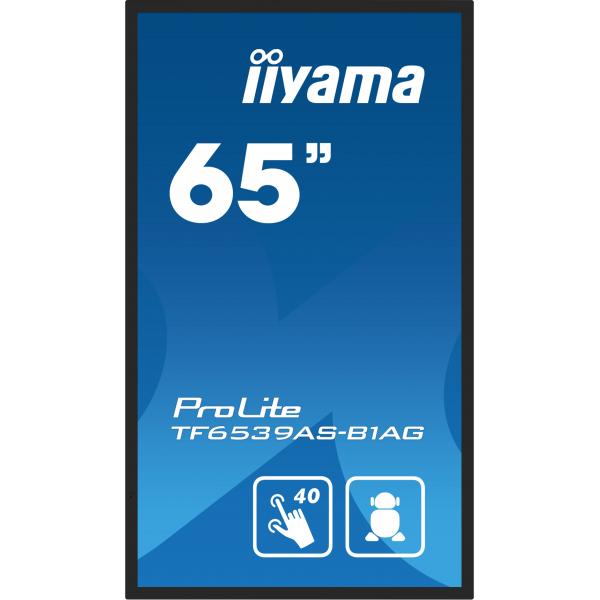 Iiyama TF6539AS-B1AG visualizzatore di messaggi Pannello piatto per segnaletica digitale 163,8 cm [64.5] LED 500 cd/m 4K Ultra HD Nero Touch screen Processore integrato Android 24/7 (iiyama TF6539AS-B1AG Signage Display Digital signage flat panel 163...