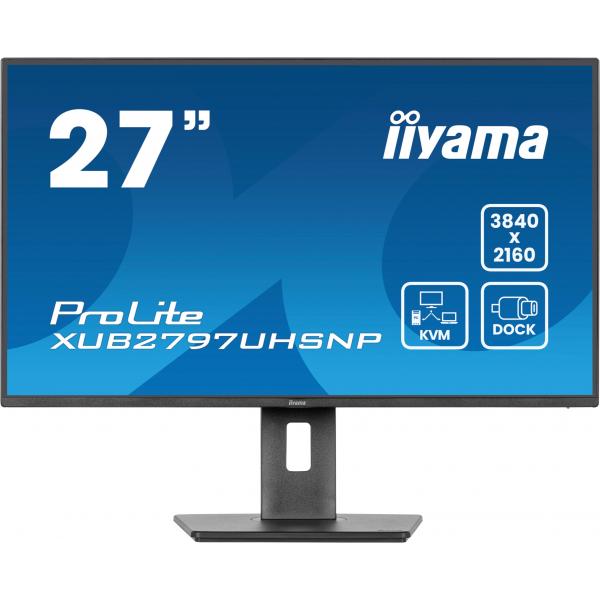 Iiyama ProLite XUB2797UHSNP-B1 Monitor PC 68,6 cm [27] 3840 x 2160 Pixel 4K Ultra HD LED Nero (27 ProLite XUB2797UHSNP-B1 Monitor - 27 Black IPS LED Monitor 4K UHD RJ45 KVM Switch USB-C)Iiyama4948570123810XUB2797UHSNP-B1