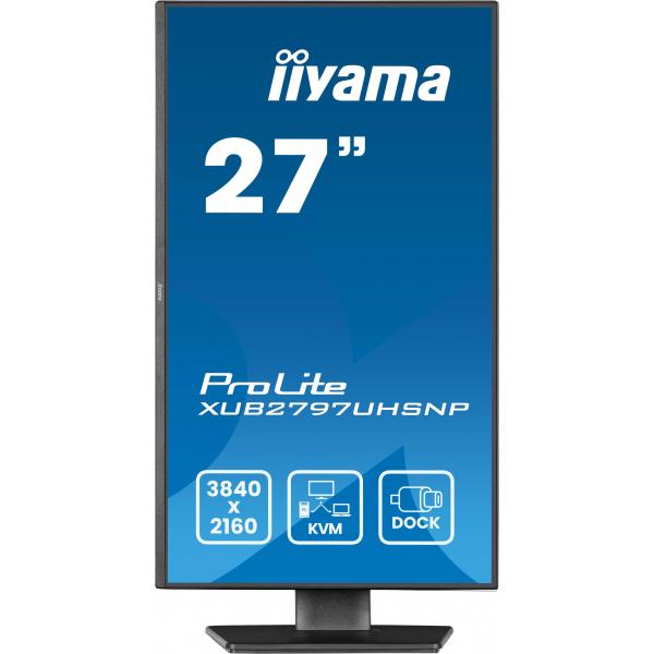 Iiyama ProLite XUB2797UHSNP-B1 Monitor PC 68,6 cm [27] 3840 x 2160 Pixel 4K Ultra HD LED Nero (iiyama ProLite XUB2797UHSNP-B1 - Monitor a LED - 27 - 3840 x 2160 4K @ 60 Hz - IPS - 350 cd/m? - 1300:1 - 4 ms - HDMI, DisplayPort, USB-C - altoparlanti - ...