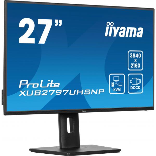 Iiyama ProLite XUB2797UHSNP-B1 Monitor PC 68,6 cm [27] 3840 x 2160 Pixel 4K Ultra HD LED Nero (27 ProLite XUB2797UHSNP-B1 Monitor - 27 Black IPS LED Monitor 4K UHD RJ45 KVM Switch USB-C)Iiyama4948570123810XUB2797UHSNP-B1