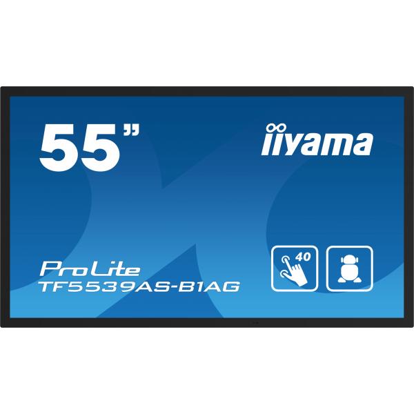 Iiyama TF5539AS-B1AG visualizzatore di messaggi Pannello piatto per segnaletica digitale 138,7 cm [54.6] LED 500 cd/m 4K Ultra HD Nero Touch screen Processore integrato Android 24/7 (iiyama TF5539AS-B1AG Signage Display Digital signage flat panel 138...