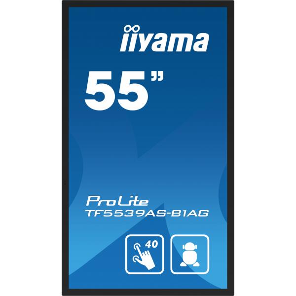 Iiyama TF5539AS-B1AG visualizzatore di messaggi Pannello piatto per segnaletica digitale 138,7 cm [54.6] LED 500 cd/m 4K Ultra HD Nero Touch screen Processore integrato Android 24/7 (iiyama TF5539AS-B1AG Signage Display Digital signage flat panel 138...