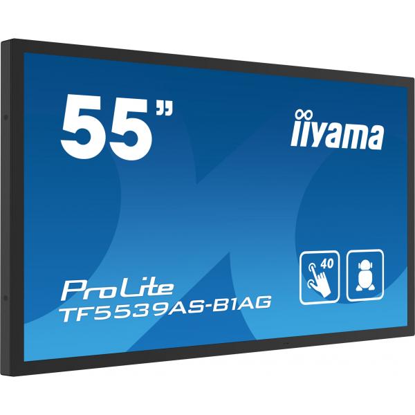 Iiyama TF5539AS-B1AG visualizzatore di messaggi Pannello piatto per segnaletica digitale 138,7 cm [54.6] LED 500 cd/m 4K Ultra HD Nero Touch screen Processore integrato Android 24/7 (iiyama TF5539AS-B1AG Signage Display Digital signage flat panel 138...