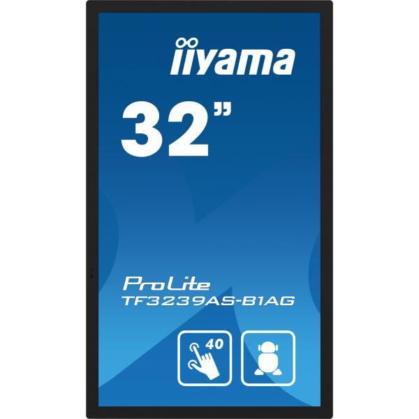 Iiyama TF3239AS-B1AG visualizzatore di messaggi Pannello piatto per segnaletica digitale 80 cm [31.5] LED 500 cd/m 2.4K Ultra HD Nero Touch screen Processore integrato Android 24/7 (iiyama ProLite TF3239AS-B1AG - 32 Categoria diagonale [31.5 visualiz...
