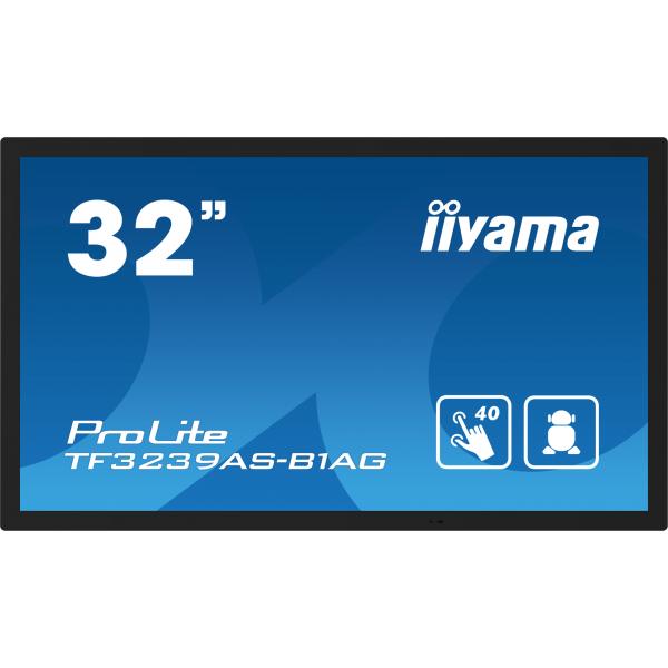 Iiyama TF3239AS-B1AG visualizzatore di messaggi Pannello piatto per segnaletica digitale 80 cm [31.5] LED 500 cd/m 2.4K Ultra HD Nero Touch screen Processore integrato Android 24/7 (iiyama TF3239AS-B1AG Signage Display Digital signage flat panel 80 c...