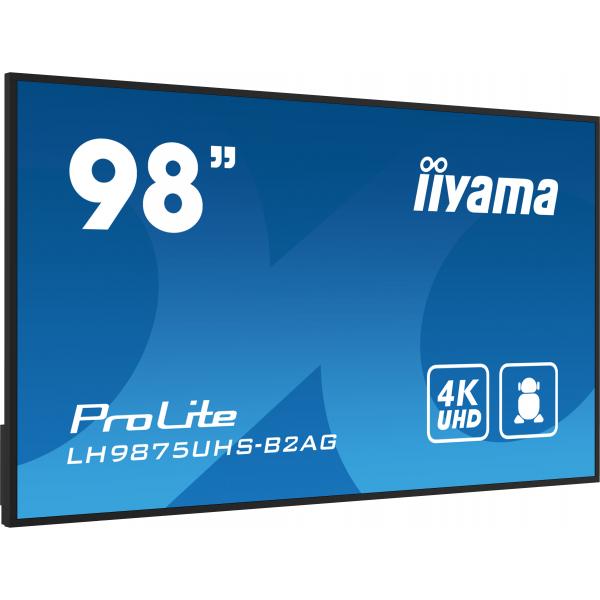 Iiyama LH9875UHS-B2AG visualizzatore di messaggi Pannello piatto per segnaletica digitale 2,48 m [97.5] LED Wi-Fi 500 cd/m 4K Ultra HD Nero Processore integrato Android 11 24/7 (iiyama - LH9875UHS-B2AG)Iiyama4948570124923LH9875UHS-B2AG