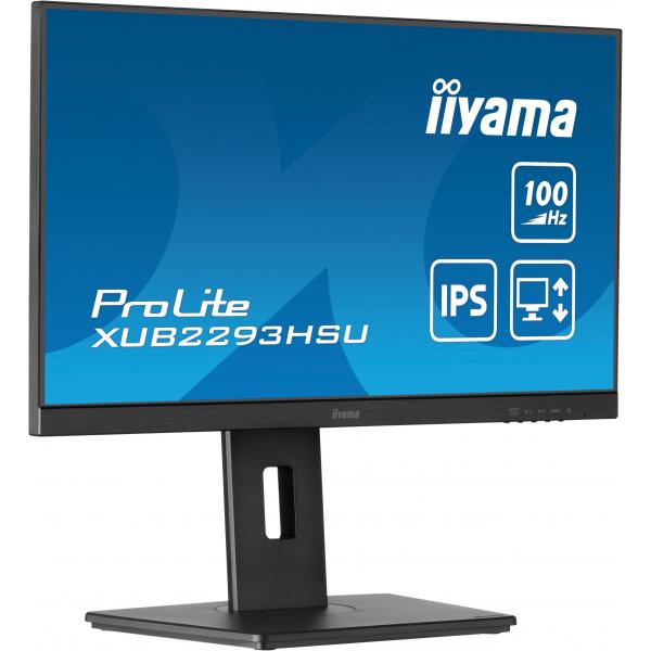 Iiyama ProLite XUB2293HSU-B7 Monitor PC 54,6 cm [21.5] 1920 x 1080 Pixel Full HD LED Nero (iiyama PROLITE XUB2293HSU-B7 22 inch IPS Monitor, Full HD, 1ms, USB Hub, HDMI, DisplayPort, Freesync, 100Hz, Speakers, Black, Internal PSU, VESA, Height Adjust...