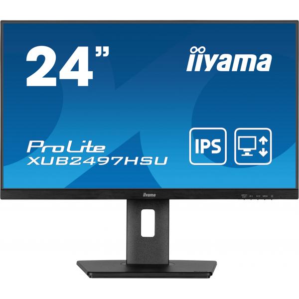 Iiyama XUB2497HSU-B2 Monitor PC 60,5 cm [23.8] 1920 x 1080 Pixel Full HD LED Nero (iiyama ProLite XUB2497HSU-B2 - Monitor a LED - 24 - 1920 x 1080 Full HD [1080p] @ 100 Hz - IPS - 250 cd/m? - 1300:1 - 1 ms - HDMI, DisplayPort - altoparlanti - nero op...