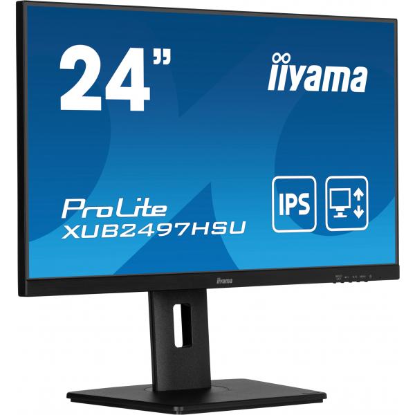 Iiyama XUB2497HSU-B2 Monitor PC 60,5 cm [23.8] 1920 x 1080 Pixel Full HD LED Nero (iiyama ProLite XUB2497HSU-B2 - Monitor a LED - 24 - 1920 x 1080 Full HD [1080p] @ 100 Hz - IPS - 250 cd/m? - 1300:1 - 1 ms - HDMI, DisplayPort - altoparlanti - nero op...