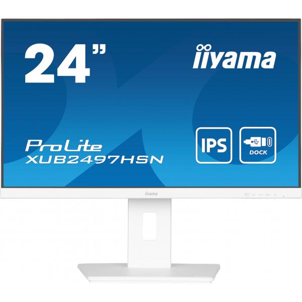 Iiyama ProLite XUB2497HSN-W2 Monitor PC 60,5 cm [23.8] 1920 x 1080 Pixel Full HD LED Bianco (iiyama - 24' IPS technology panel with USB-C dock and RJ45)Iiyama4948570124954XUB2497HSN-W2