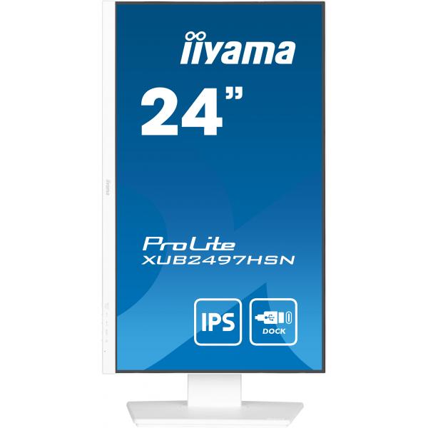 Iiyama ProLite XUB2497HSN-W2 Monitor PC 60,5 cm [23.8] 1920 x 1080 Pixel Full HD LED Bianco (iiyama - 24' IPS technology panel with USB-C dock and RJ45)Iiyama4948570124954XUB2497HSN-W2