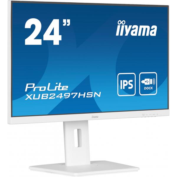 Iiyama ProLite XUB2497HSN-W2 Monitor PC 60,5 cm [23.8] 1920 x 1080 Pixel Full HD LED Bianco (iiyama - 24' IPS technology panel with USB-C dock and RJ45)Iiyama4948570124954XUB2497HSN-W2