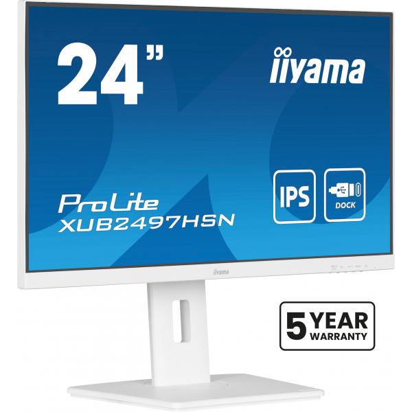 Iiyama ProLite XUB2497HSN-W2 Monitor PC 60,5 cm [23.8] 1920 x 1080 Pixel Full HD LED Bianco (iiyama - 24' IPS technology panel with USB-C dock and RJ45)Iiyama4948570124954XUB2497HSN-W2