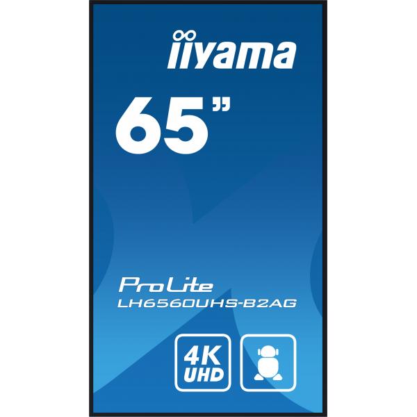 Iiyama LH6560UHS-B2AG visualizzatore di messaggi Pannello A digitale 163,8 cm [64.5] LED Wi-Fi 500 cd/m 4K Ultra HD Nero Processore integrato Android 11 24/7 (iiyama ProLite LH6560UHS-B2AG - 65 Categoria diagonale [64.5 visualizzabile] Display LCD re...