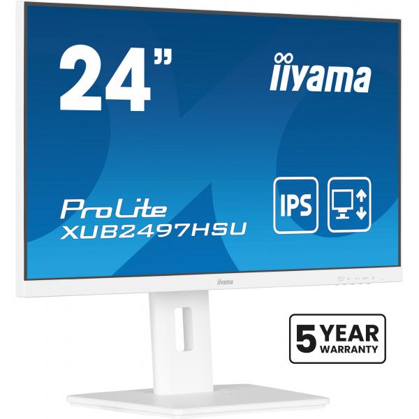 Iiyama ProLite XUB2497HSU-W2 Monitor PC 60,5 cm [23.8] 1920 x 1080 Pixel Full HD LED Bianco (24 ProLite XUB2497HSU-W2 Monitor - 24 White IPS Monitor Full HD Height Adjustable DisplayPort HDMI and USB)Iiyama4948570125074XUB2497HSU-W2