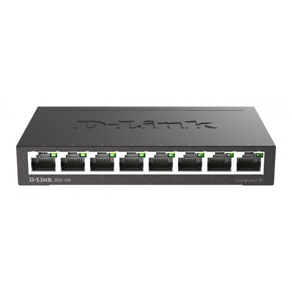 D-Link DGS-108 Non gestito L2 Gigabit Ethernet [10/100/1000] Nero (DGS-108/E 8-port Gigabit - Switch - Warranty: 60M)D-linkDGS-108/E