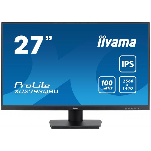 Iiyama ProLite XU2793QSU-B7 LED display 68,6 cm [27] 2560 x 1440 Pixel Wide Quad HD Nero (iiyama ProLite XU2793QSU-B7 - Monitor a LED - 27 - 2560 x 1440 QHD @ 100 Hz - IPS - 300 cd/m? - 1300:1 - 1 ms - HDMI, DisplayPort - altoparlanti - nero, opaco)I...