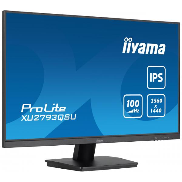 Iiyama ProLite XU2793QSU-B7 LED display 68,6 cm [27] 2560 x 1440 Pixel Wide Quad HD Nero (iiyama ProLite XU2793QSU-B7 - Monitor a LED - 27 - 2560 x 1440 QHD @ 100 Hz - IPS - 300 cd/m? - 1300:1 - 1 ms - HDMI, DisplayPort - altoparlanti - nero, opaco)I...