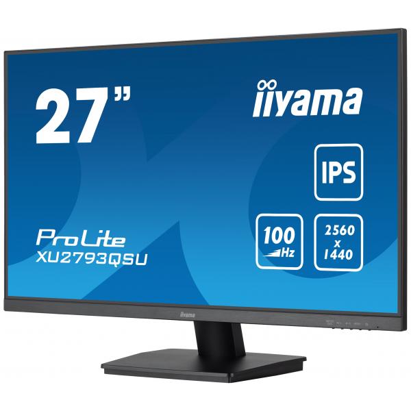Iiyama ProLite XU2793QSU-B7 LED display 68,6 cm [27] 2560 x 1440 Pixel Wide Quad HD Nero (iiyama ProLite XU2793QSU-B7 - Monitor a LED - 27 - 2560 x 1440 QHD @ 100 Hz - IPS - 300 cd/m? - 1300:1 - 1 ms - HDMI, DisplayPort - altoparlanti - nero, opaco)I...