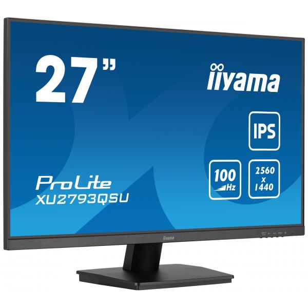 Iiyama ProLite XU2793QSU-B7 LED display 68,6 cm [27] 2560 x 1440 Pixel Wide Quad HD Nero (iiyama ProLite XU2793QSU-B7 - Monitor a LED - 27 - 2560 x 1440 QHD @ 100 Hz - IPS - 300 cd/m? - 1300:1 - 1 ms - HDMI, DisplayPort - altoparlanti - nero, opaco)I...