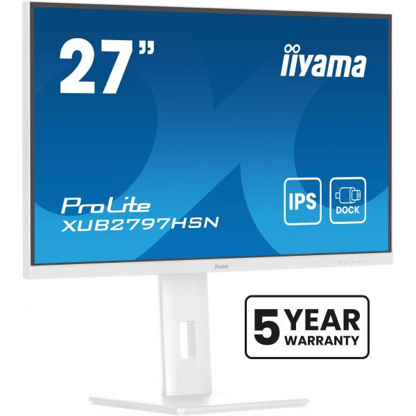 Iiyama ProLite XUB2797HSN-W2 Monitor PC 68,6 cm [27] 1920 x 1080 Pixel Full HD LED Bianco (27 ProLite XUB2797HSN-W2 - 27 IPS technology panel with USB-C dock and RJ45 [LAN])Iiyama4948570124992XUB2797HSN-W2