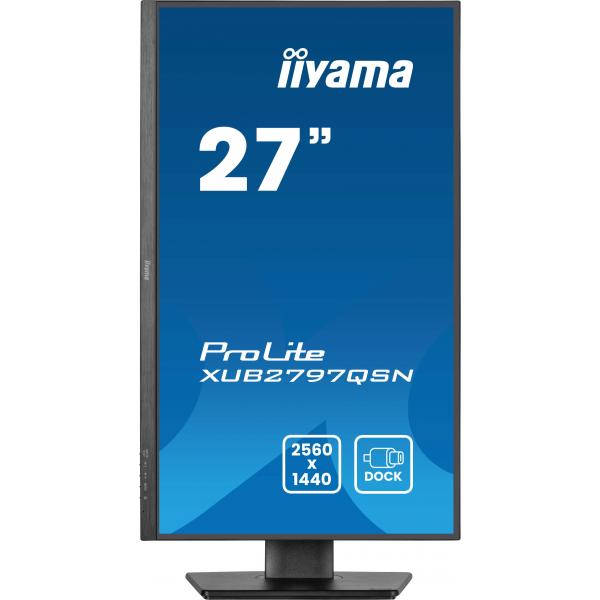 Iiyama ProLite XUB2797QSN-B2 Monitor PC 68,6 cm [27] 2560 x 1440 Pixel 2K Ultra HD LED Nero (iiyama ProLite XUB2797QSN-B2 - Monitor a LED - 27 - 2560 x 1440 QHD @ 100 Hz - IPS - 300 cd/m? - 1300:1 - 1 ms - HDMI, DisplayPort, USB-C - altoparlanti - ne...