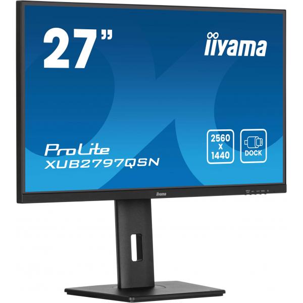 Iiyama ProLite XUB2797QSN-B2 Monitor PC 68,6 cm [27] 2560 x 1440 Pixel 2K Ultra HD LED Nero (iiyama ProLite XUB2797QSN-B2 - Monitor a LED - 27 - 2560 x 1440 QHD @ 100 Hz - IPS - 300 cd/m? - 1300:1 - 1 ms - HDMI, DisplayPort, USB-C - altoparlanti - ne...
