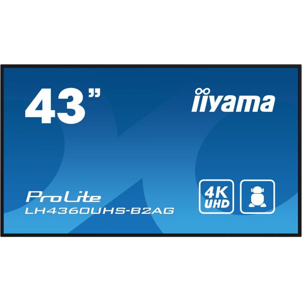 Iiyama LH4360UHS-B2AG visualizzatore di messaggi Pannello A digitale 108 cm [42.5] LED Wi-Fi 500 cd/m 4K Ultra HD Nero Processore integrato Android 11 24/7 (LH4360UHS-B2AG 42.5IN 4K UHD)Iiyama4948570124442LH4360UHS-B2AG
