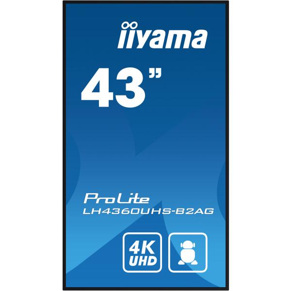 Iiyama LH4360UHS-B2AG visualizzatore di messaggi Pannello A digitale 108 cm [42.5] LED Wi-Fi 500 cd/m 4K Ultra HD Nero Processore integrato Android 11 24/7 (iiyama ProLite LH4360UHS-B2AG 43' 4K UHD professional digital signage display)Iiyama494857012...