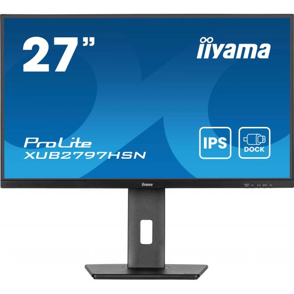 Iiyama ProLite XUB2797HSN-B2 Monitor PC 68,6 cm [27] 1920 x 1080 Pixel Full HD LED Nero (iiyama ProLite XUB2797HSN-B2 - Monitor a LED - 27 - 1920 x 1080 Full HD [1080p] @ 100 Hz - IPS - 300 cd/m? - 1000:1 - 1 ms - HDMI, DisplayPort, USB-C - altoparla...