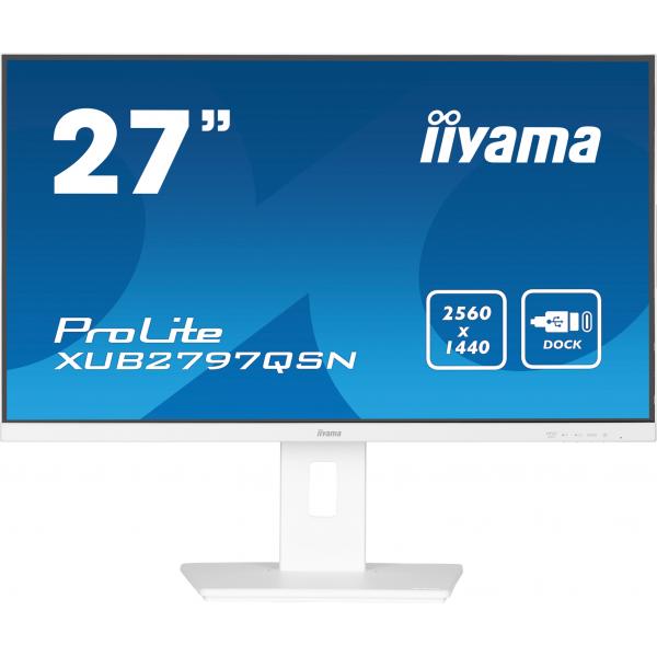 Iiyama G-MASTER XUB2797QSN-W2 Monitor PC 68,6 cm [27] 2560 x 1440 Pixel Quad HD LED Bianco (iiyama ProLite XUB2797QSN-W2 - LED monitor - 27 - 2560 x 1440 QHD @ 100 Hz - IPS - 300 cd/m? - 1300:1 - 1 ms - HDMI, DisplayPort, USB-C - speakers - white, ma...
