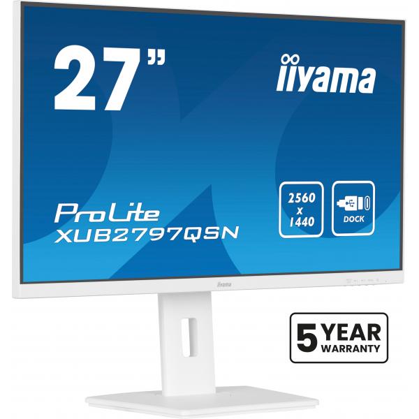 Iiyama G-MASTER XUB2797QSN-W2 Monitor PC 68,6 cm [27] 2560 x 1440 Pixel Quad HD LED Bianco (27 ProLite XUB2797QSN-W2 - 27 QHD IPS technology panel with USB-C dock and RJ45 [LAN])Iiyama4948570125036XUB2797QSN-W2