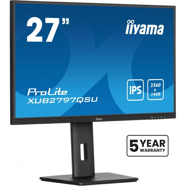 Iiyama ProLite XUB2797QSU-B2 Monitor PC 68,6 cm [27] 2560 x 1440 Pixel Quad HD LED Nero (27 ProLite XUB2797QSU-B2 - 27 QHD IPS technology panel with USB hub and 100Hz refresh rate and 150mm height adjustable stand)Iiyama4948570125098XUB2797QSU-B2
