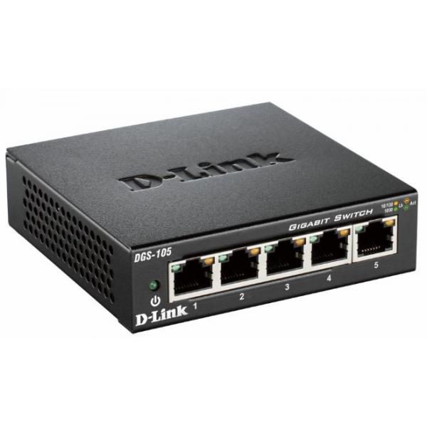 D-Link DGS-105 Non gestito Nero (5-PORT GIGABIT SWITCH - METAL HOUSING DESKTOP SWITCH)D-linkDGS-105/B