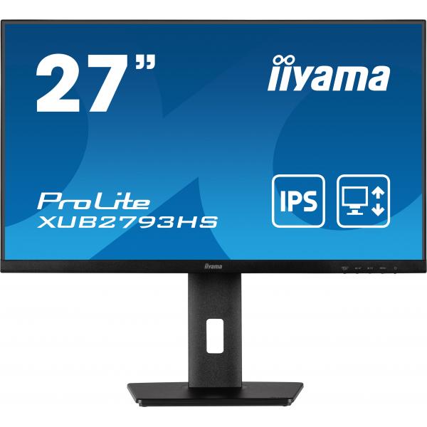 Iiyama ProLite XUB2793HS-B7 Monitor PC 68,6 cm [27] 1920 x 1080 Pixel Full HD LED Nero (iiyama ProLite XUB2793HS-B7 - Monitor a LED - 27 - 1920 x 1080 Full HD [1080p] @ 100 Hz - IPS - 300 cd/m? - 1300:1 - 1 ms - HDMI, DisplayPort - altoparlanti - ner...