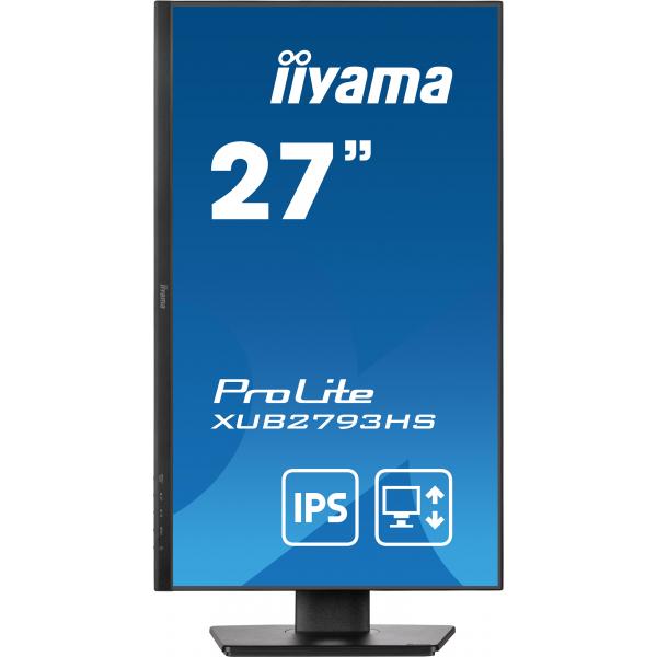 Iiyama ProLite XUB2793HS-B7 Monitor PC 68,6 cm [27] 1920 x 1080 Pixel Full HD LED Nero (iiyama ProLite XUB2793HS-B7 - Monitor a LED - 27 - 1920 x 1080 Full HD [1080p] @ 100 Hz - IPS - 300 cd/m? - 1300:1 - 1 ms - HDMI, DisplayPort - altoparlanti - ner...