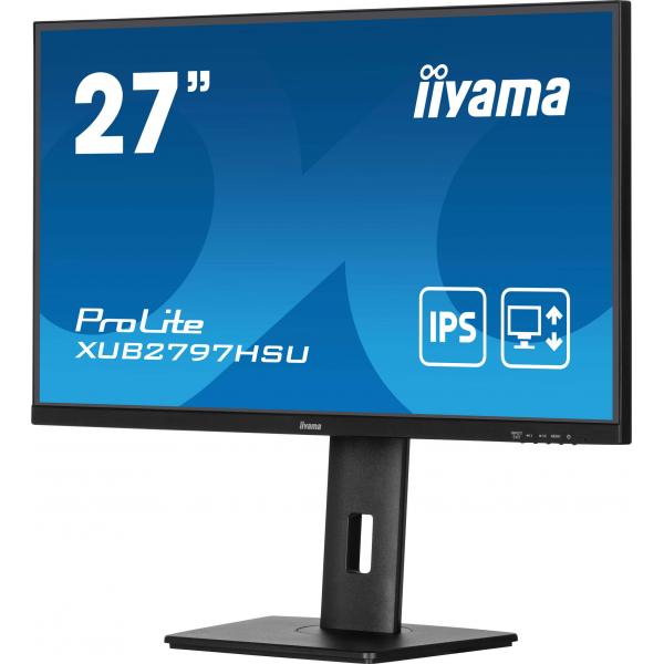 Iiyama ProLite XUB2797HSU-B2 Monitor PC 68,6 cm [27] 1920 x 1080 Pixel Full HD LED Nero (27 ProLite XUB2797HSU-B2 Monitor - 27 Black IPS LED Monitor Full HD Height Adjustable DisplayPort HDMI and USB)Iiyama4948570124879XUB2797HSU-B2
