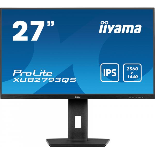 Iiyama ProLite XUB2793QS-B7 Monitor PC 68,6 cm [27] 2560 x 1440 Pixel Quad HD LED Nero (iiyama ProLite XUB2793QS-B7 - Monitor a LED - 27 - 2560 x 1440 QHD @ 100 Hz - IPS - 300 cd/m? - 1300:1 - 1 ms - HDMI, DisplayPort - altoparlanti - nero, opaco)Iiy...